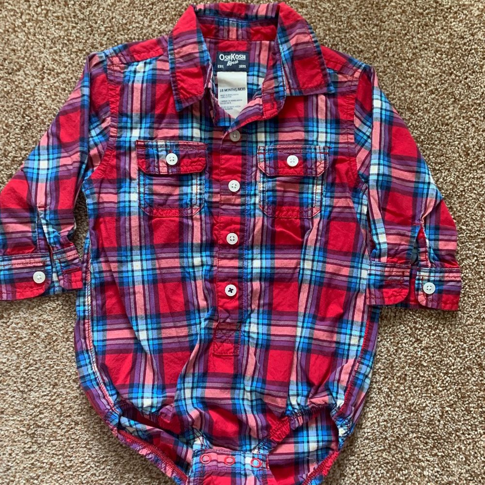 Osh Kosh b Gosh long sleeve plaid button down 18M